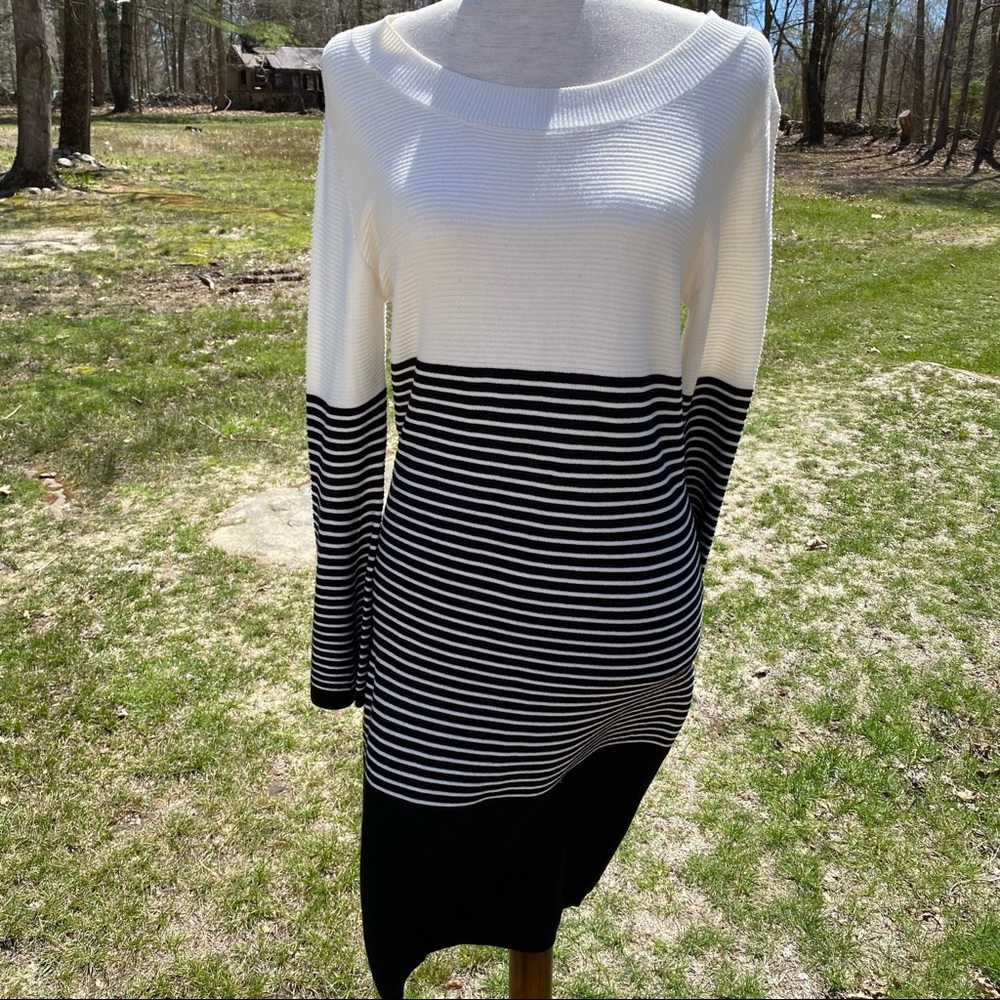 JACK BB DAKOTA DRESS BLACK WHITE KNIT SHEATH Size SMALL